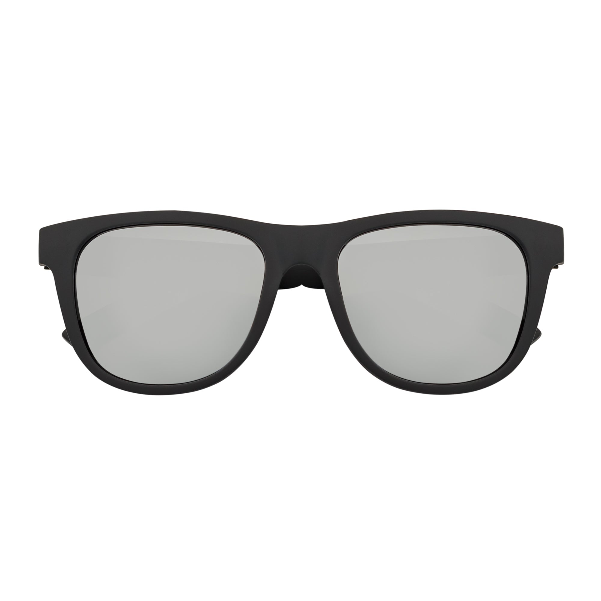 PRESTON - Polarized Large Horn Rimmed Sunglasses Matte Black Silver Mirror