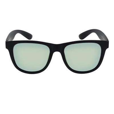 PRESTON - Polarized Large Horn Rimmed Sunglasses Matte Black Yellow Mirror