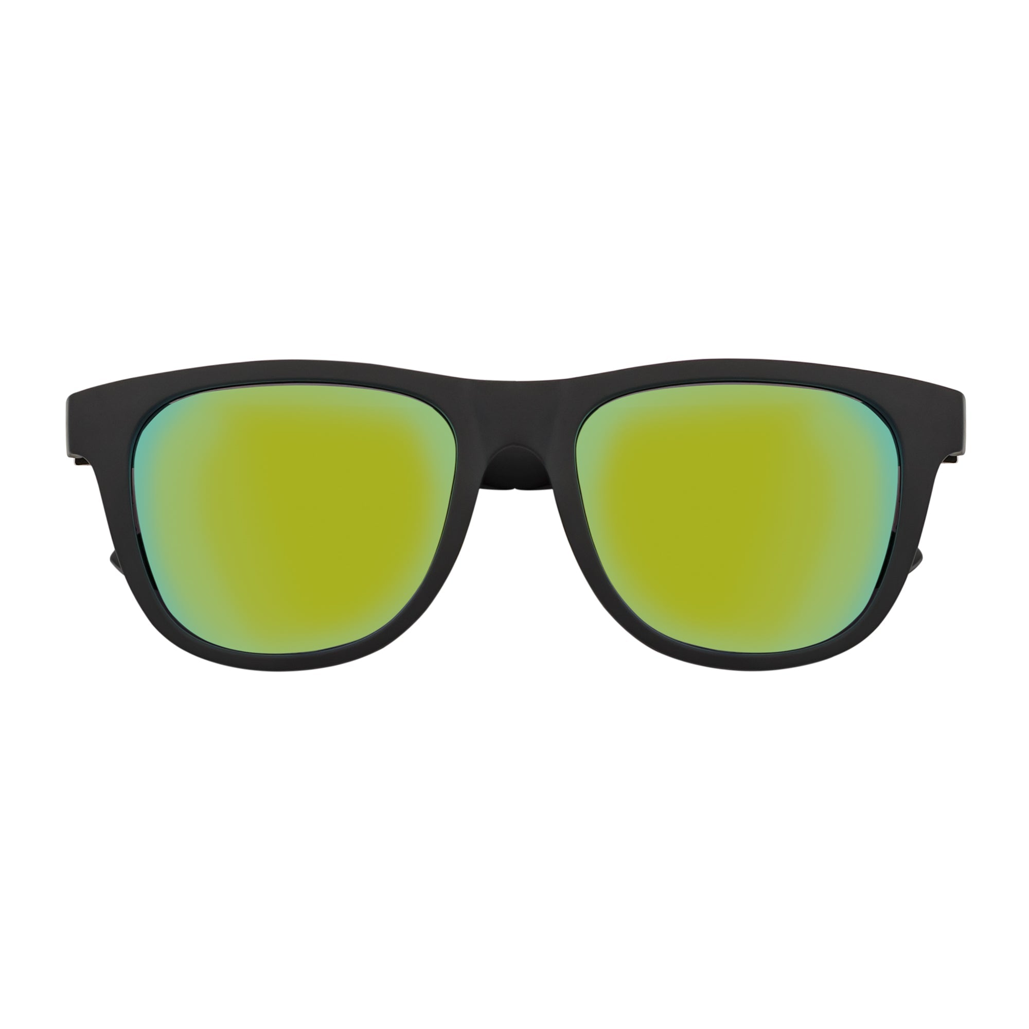 PRESTON - Polarized Large Horn Rimmed Sunglasses Matte Black Yellow Mirror