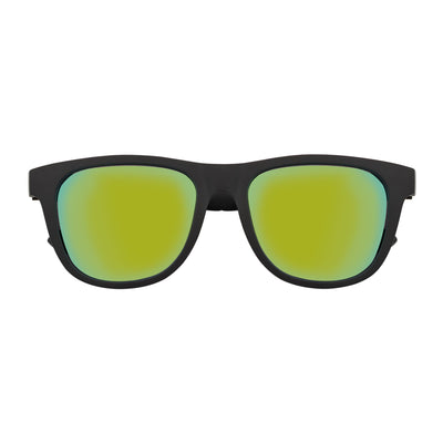 PRESTON - Polarized Large Horn Rimmed Sunglasses Matte Black Yellow Mirror