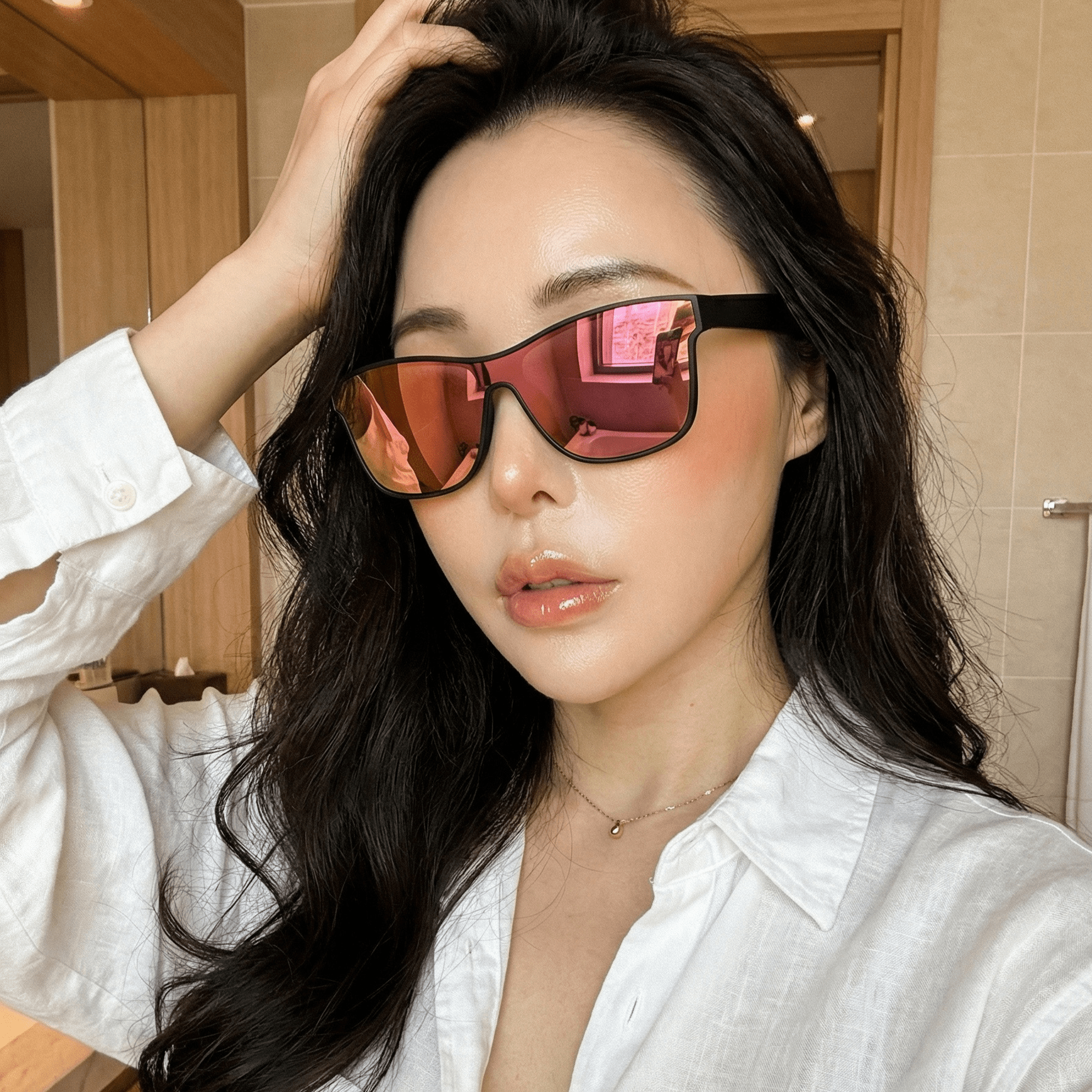 PRIME TIME - Polarized Flat Lens Sunglasses Matte Black Purple Mirror