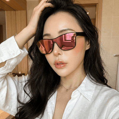 PRIME TIME - Polarized Flat Lens Sunglasses Matte Black Purple Mirror