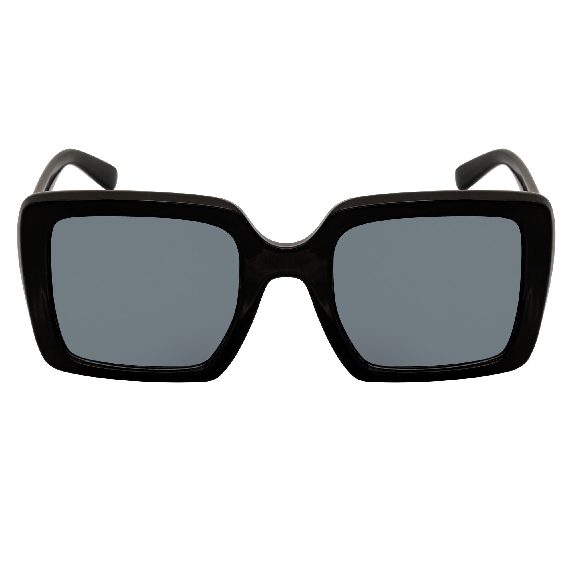 QUAD - Retro Modern Oversize Square Black Sunglasses Smoke Lens