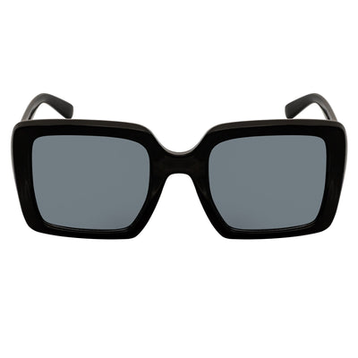 QUAD - Retro Modern Oversize Square Black Sunglasses Smoke Lens