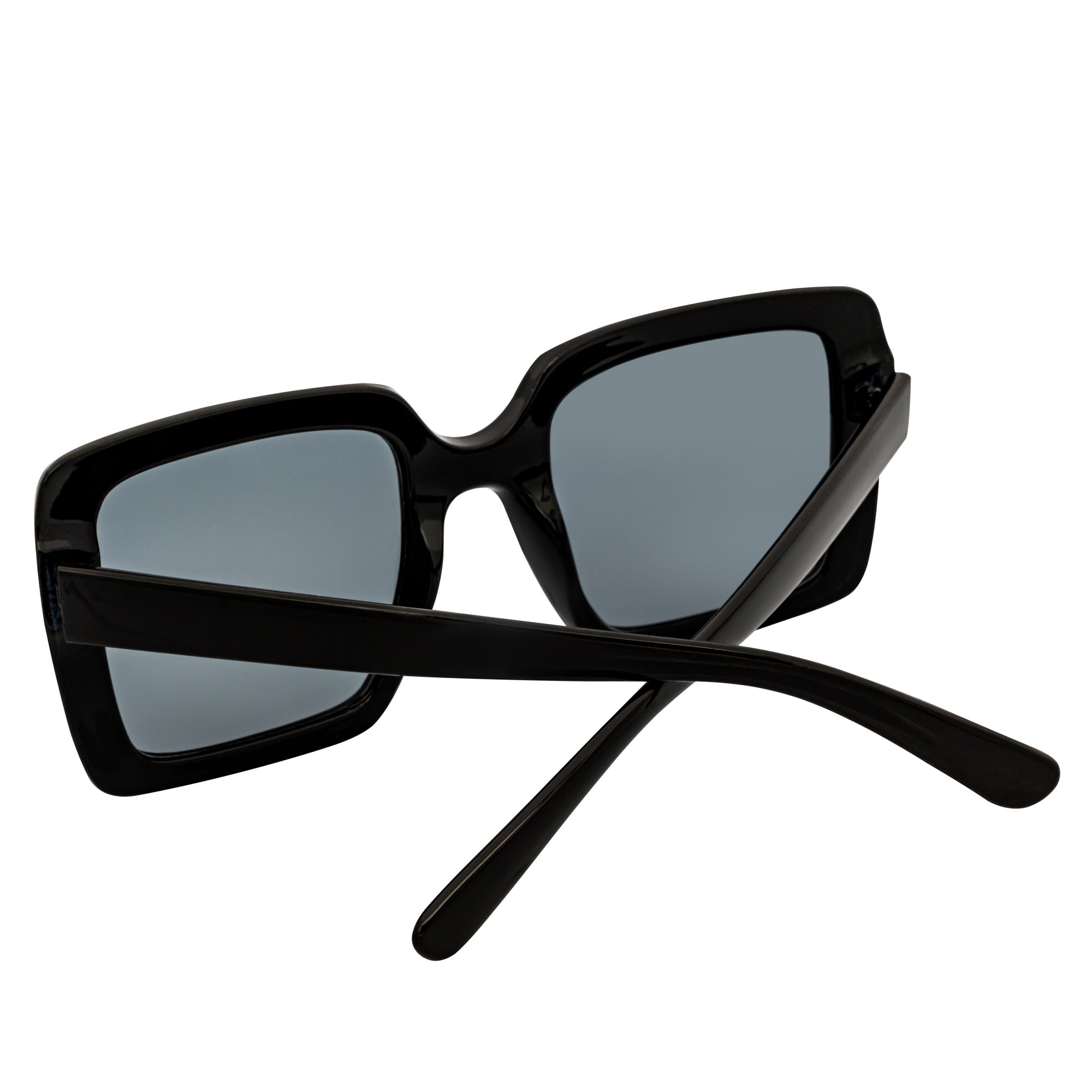 QUAD - Retro Modern Oversize Square Black Sunglasses Smoke Lens