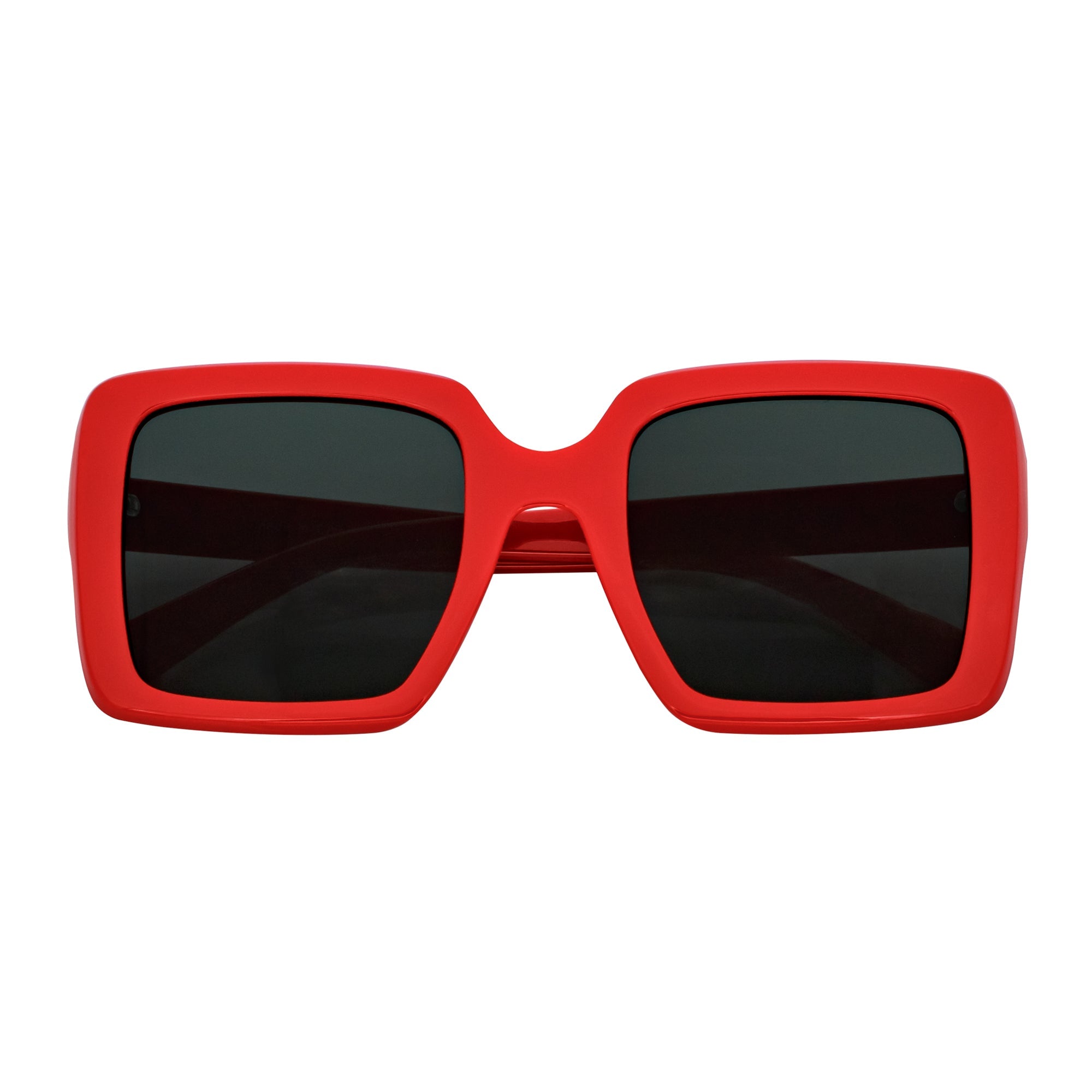 QUAD - Retro Modern Oversize Square Red Sunglasses Smoke Lens
