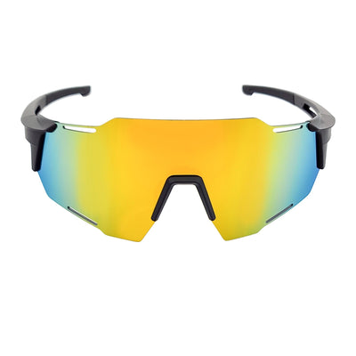 RAZER - Large Sports Wraparound Rimless Shield Sunglasses Black Orange Mirror - MorspecsM1009-1