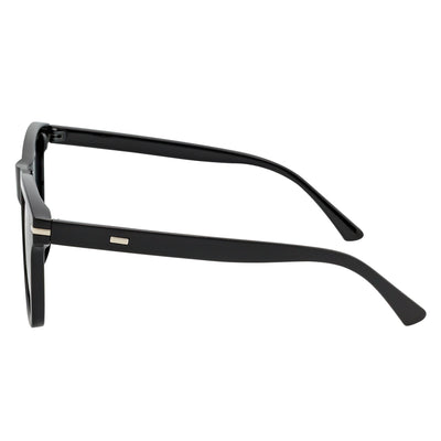RHO - Classic Large Horn Rimmed Gloss Black Sunglasses Smoke Lens
