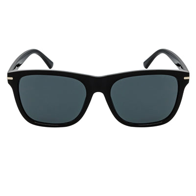 RHO - Classic Large Horn Rimmed Gloss Black Sunglasses Smoke Lens