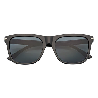RHO - Classic Large Horn Rimmed Gloss Black Sunglasses Smoke Lens