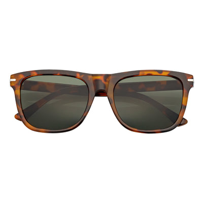 RHO - Classic Large Horn Rimmed Gloss Tortoise Sunglasses Green Lens