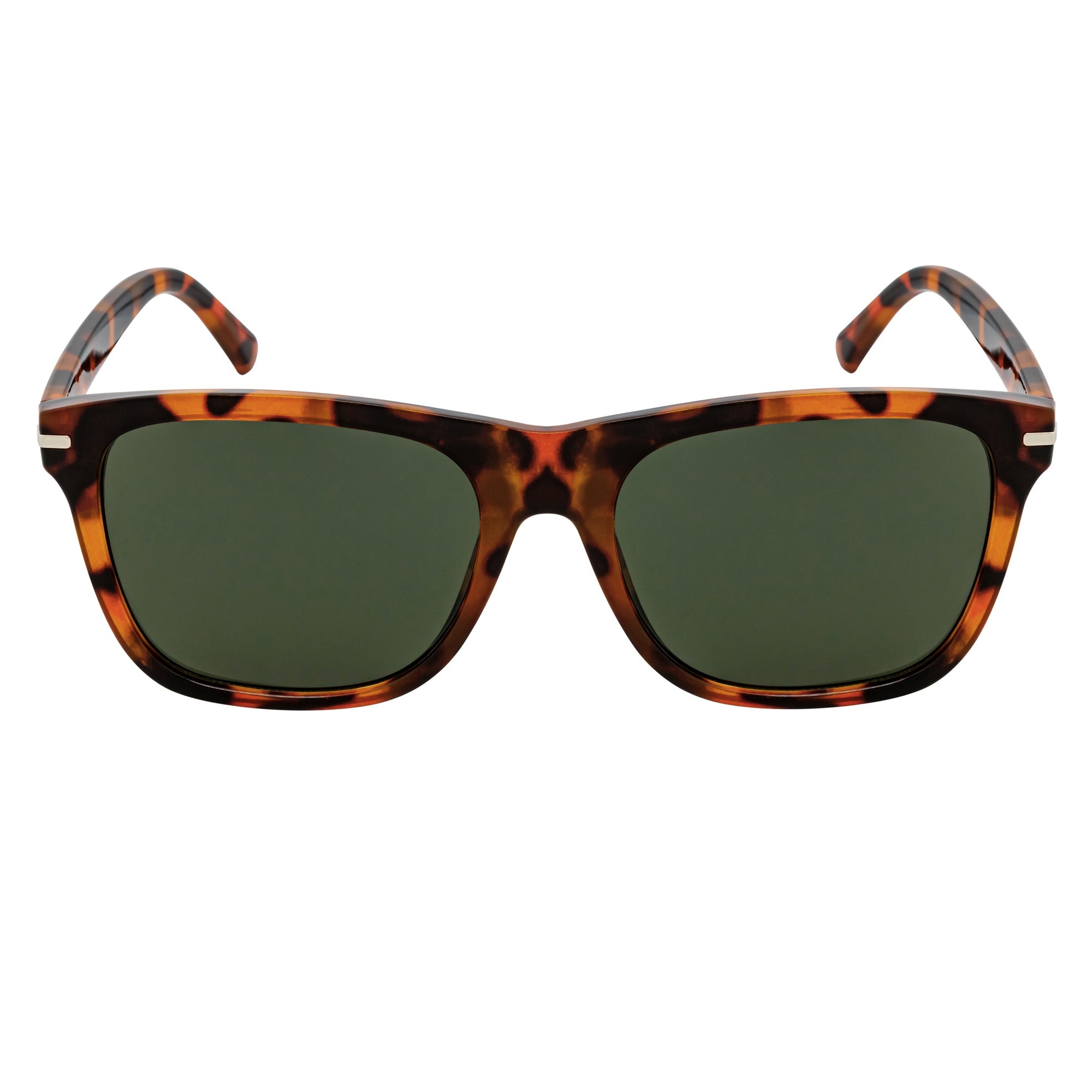 RHO - Classic Large Horn Rimmed Gloss Tortoise Sunglasses Green Lens