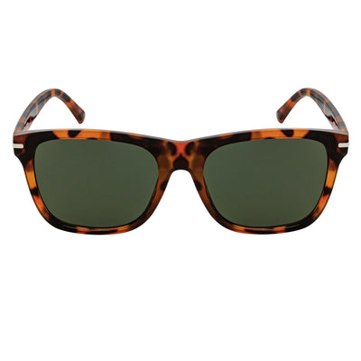 RHO - Classic Large Horn Rimmed Gloss Tortoise Sunglasses Green Lens