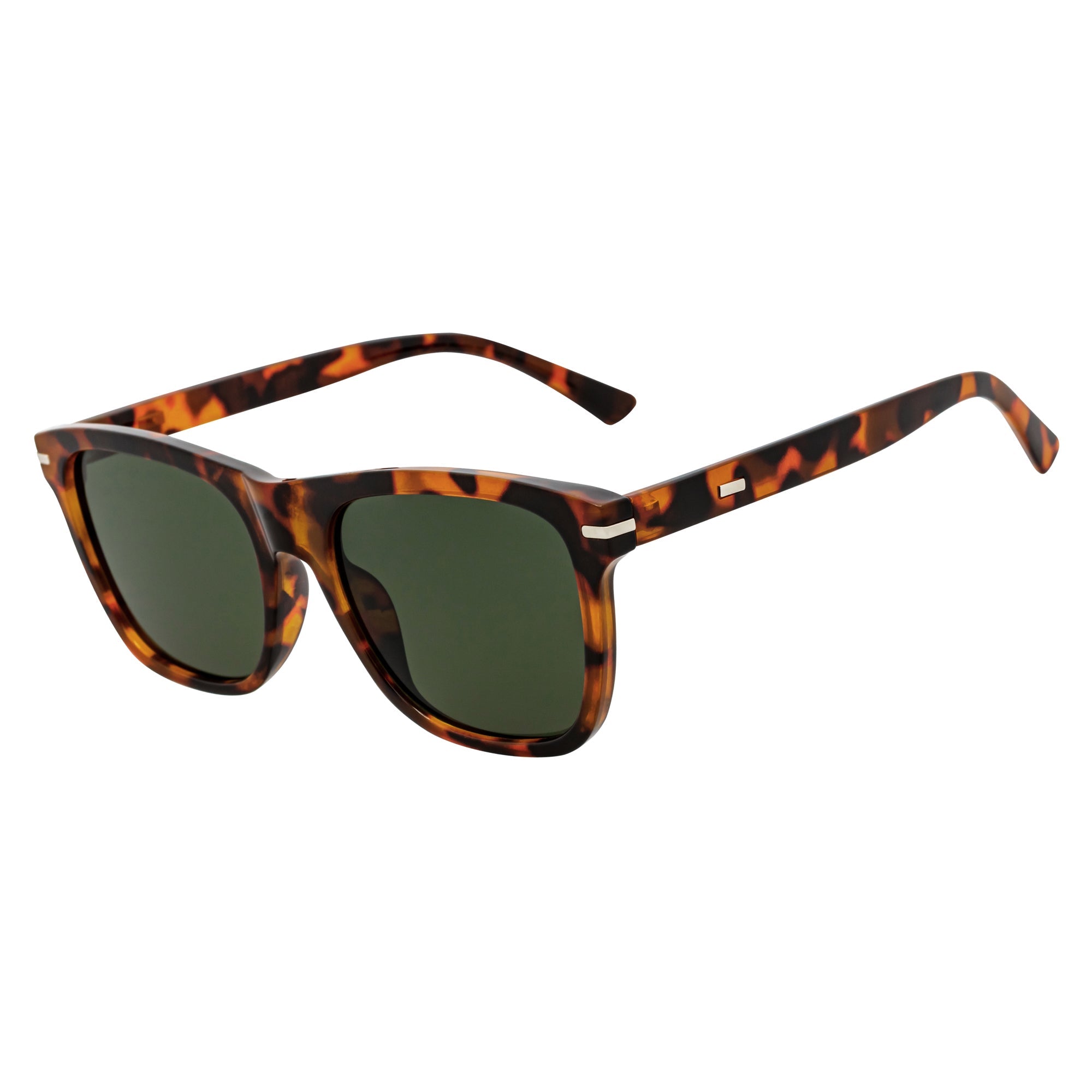 RHO - Classic Large Horn Rimmed Gloss Tortoise Sunglasses Green Lens