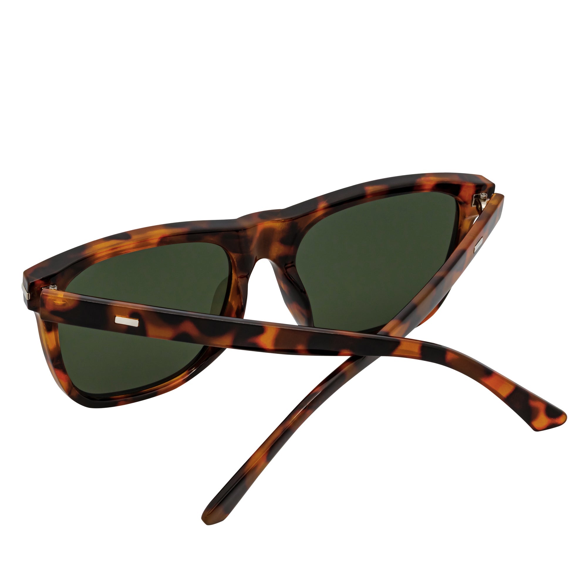 RHO - Classic Large Horn Rimmed Gloss Tortoise Sunglasses Green Lens