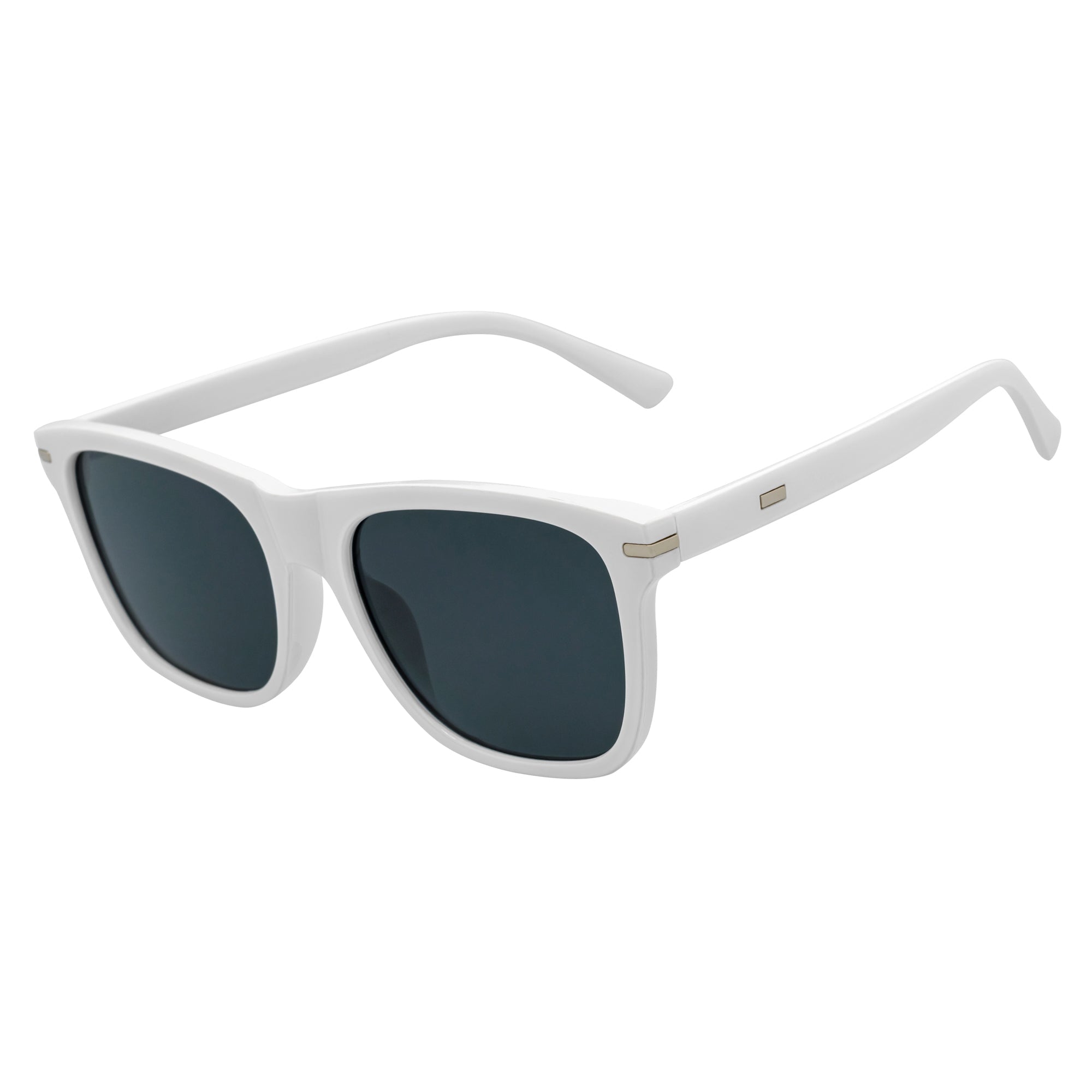 RHO - Classic Large Horn Rimmed Gloss White Sunglasses Smoke Lens