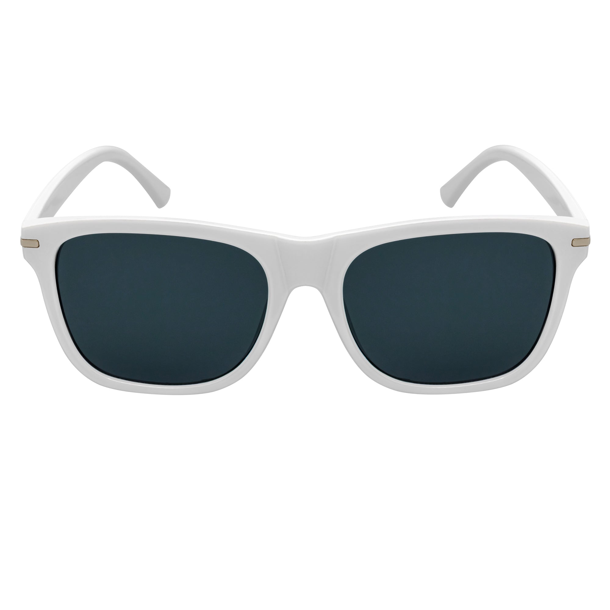 RHO - Classic Large Horn Rimmed Gloss White Sunglasses Smoke Lens