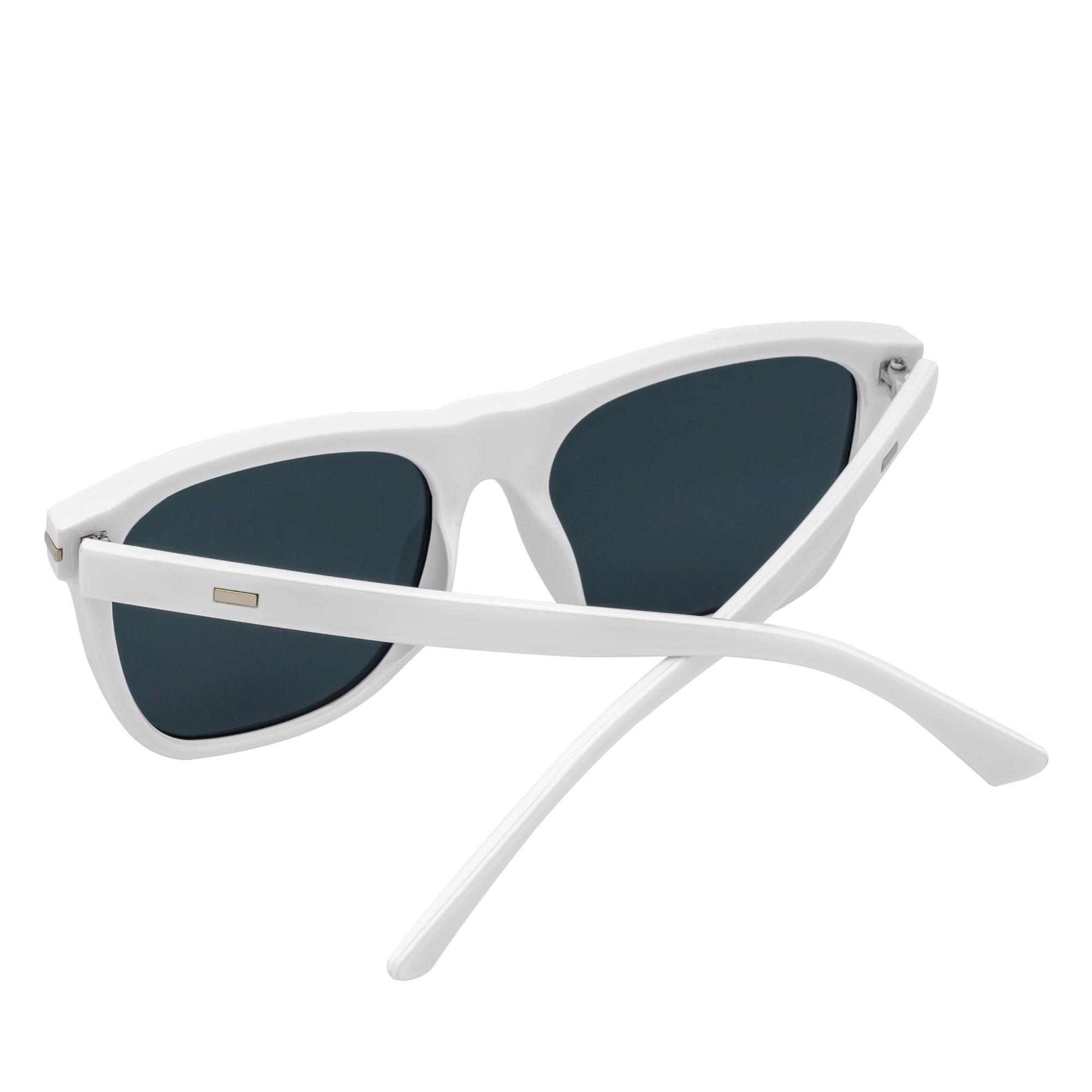 RHO - Classic Large Horn Rimmed Gloss White Sunglasses Smoke Lens