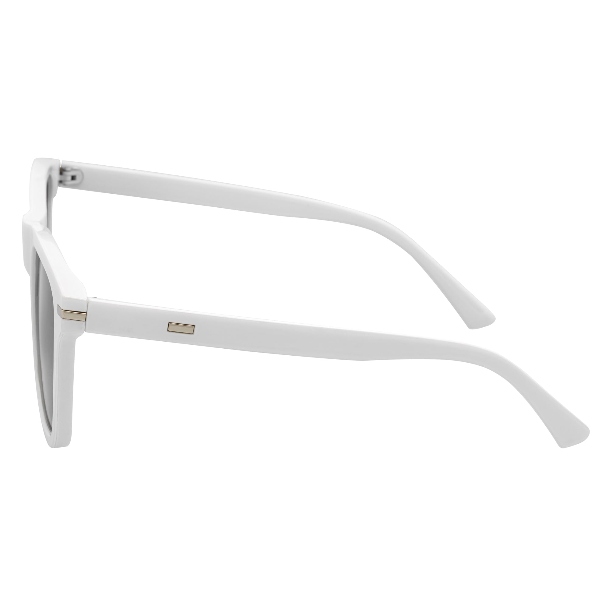 RHO - Classic Large Horn Rimmed Gloss White Sunglasses Smoke Lens