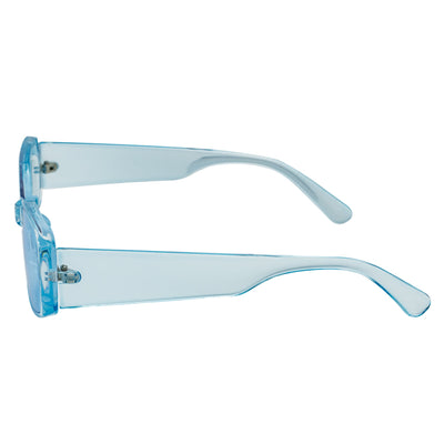 RIZZ - Small Flat Lens 90s Fashion Rectangle Blue Sunglasses Blue Lens