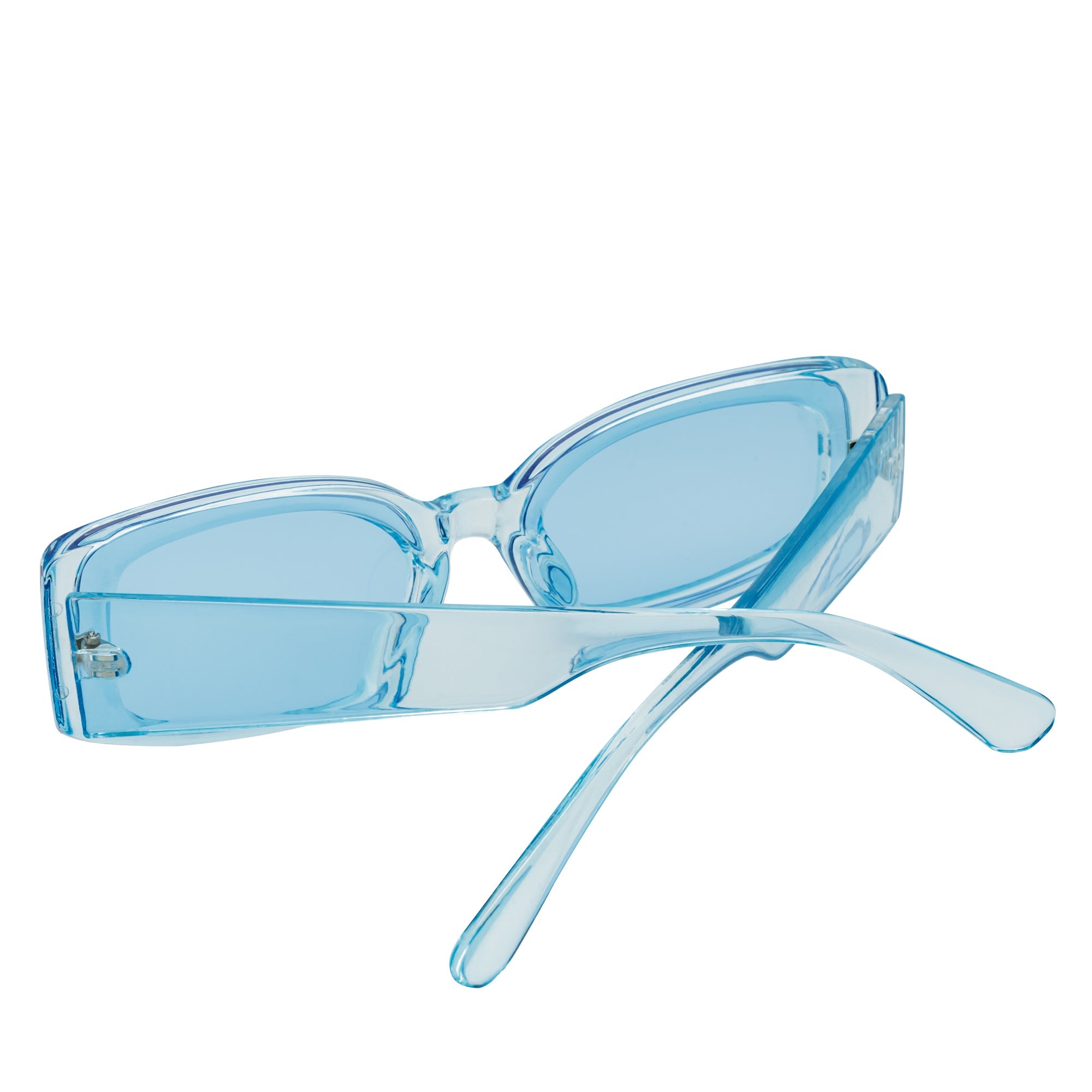 RIZZ - Small Flat Lens 90s Fashion Rectangle Blue Sunglasses Blue Lens