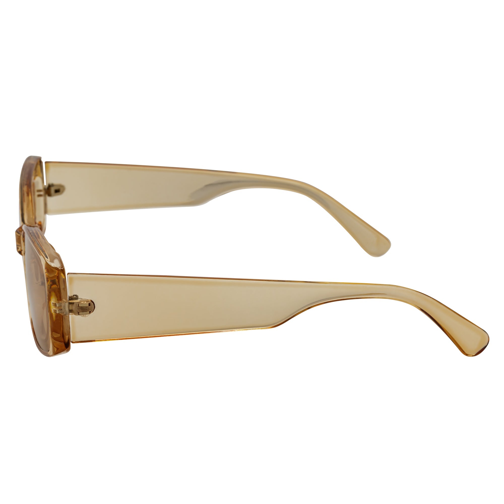 RIZZ - Small Flat Lens 90s Fashion Rectangle Brown Sunglasses Brown Lens
