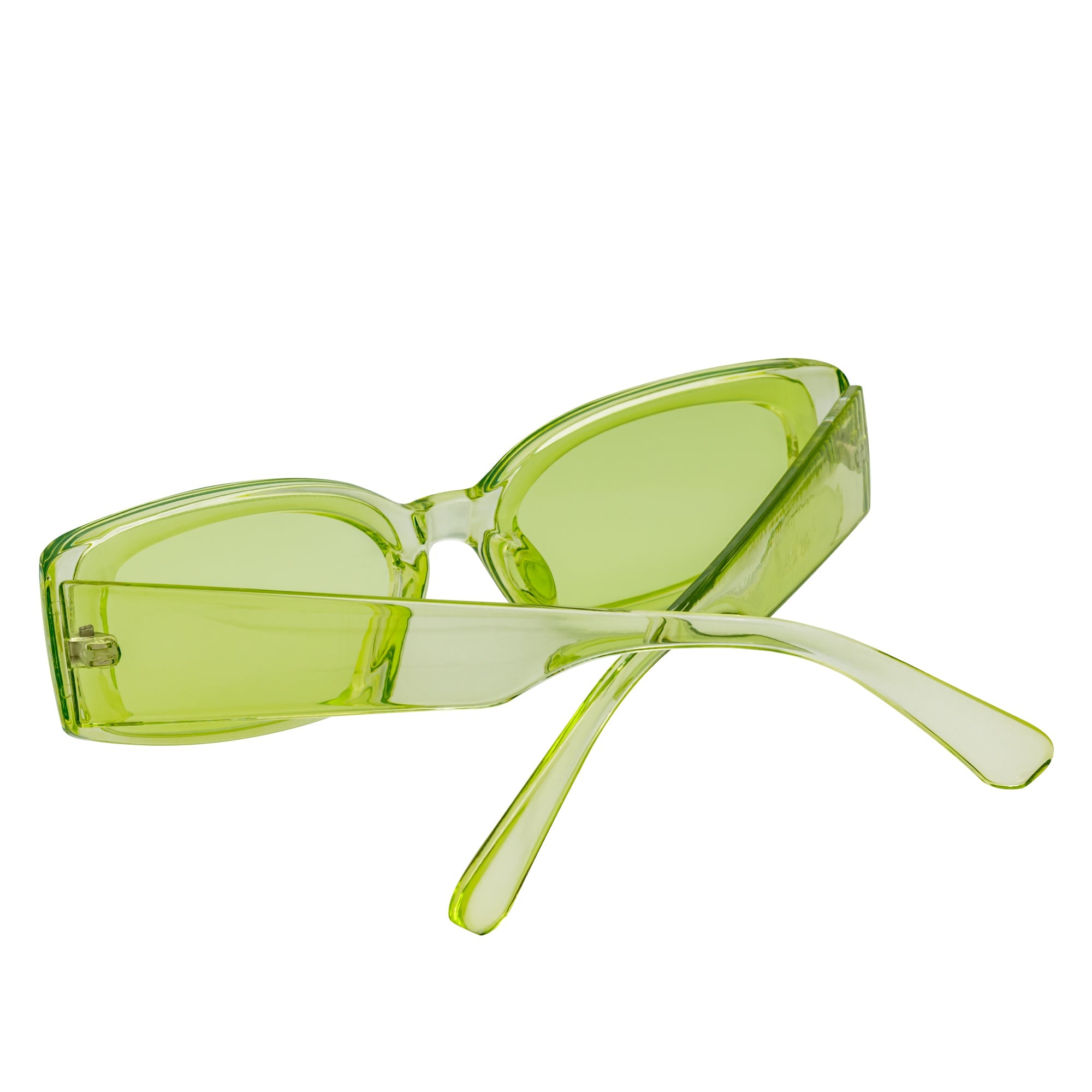 RIZZ - Small Flat Lens 90s Fashion Rectangle Green Sunglasses Green Lens