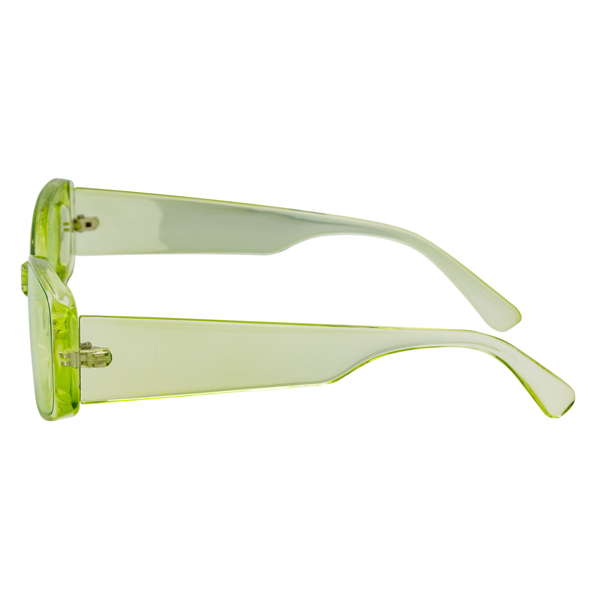 RIZZ - Small Flat Lens 90s Fashion Rectangle Green Sunglasses Green Lens