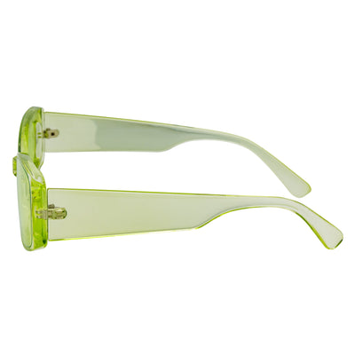 RIZZ - Small Flat Lens 90s Fashion Rectangle Green Sunglasses Green Lens