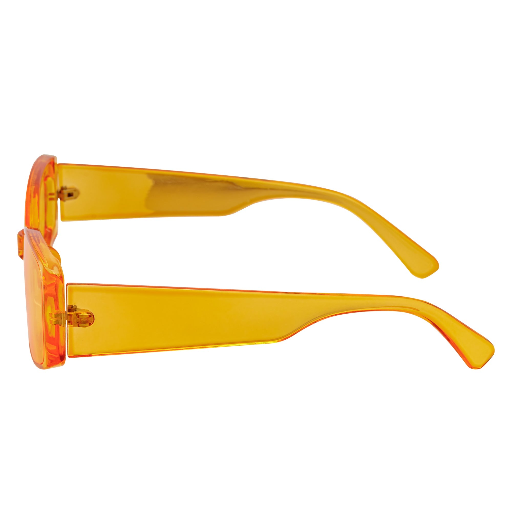 RIZZ - Small Flat Lens 90s Fashion Rectangle Orange Sunglasses Orange Lens