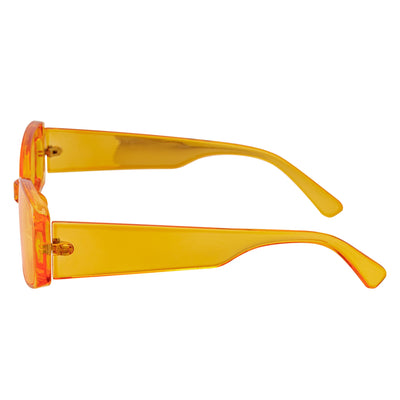RIZZ - Small Flat Lens 90s Fashion Rectangle Orange Sunglasses Orange Lens