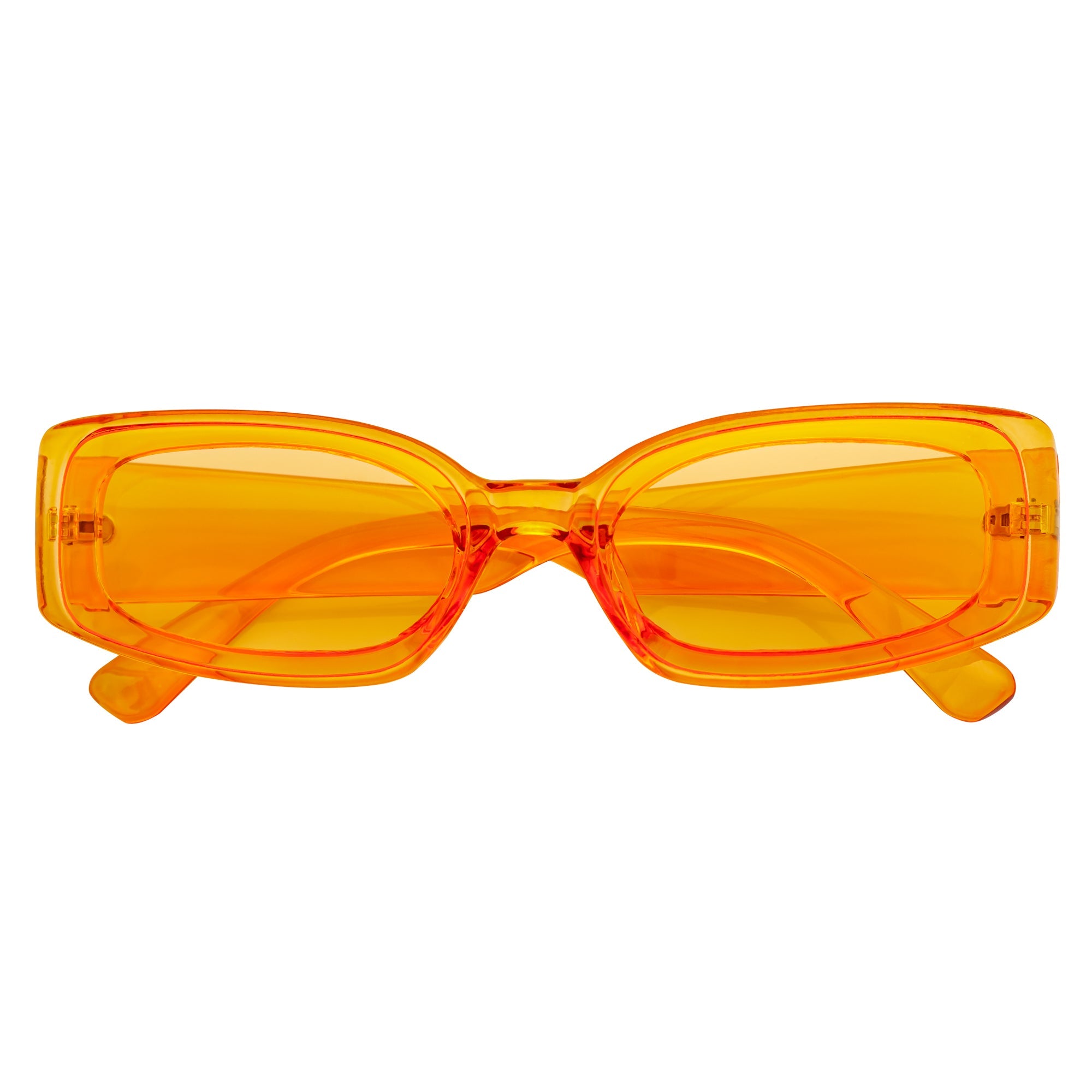 RIZZ - Small Flat Lens 90s Fashion Rectangle Orange Sunglasses Orange Lens