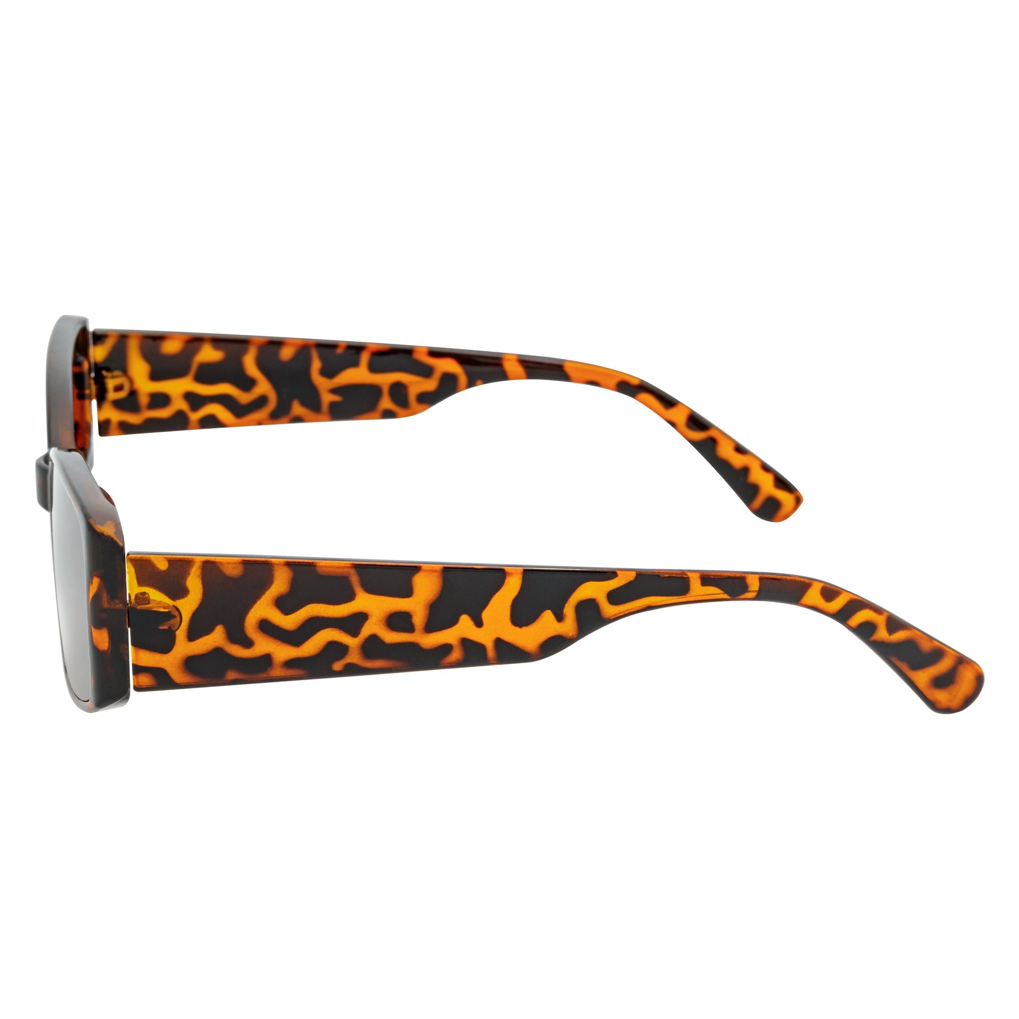 RIZZ - Small Flat Lens 90s Fashion Rectangle Tortoise Sunglasses Smoke Lens