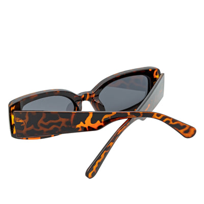 RIZZ - Small Flat Lens 90s Fashion Rectangle Tortoise Sunglasses Smoke Lens