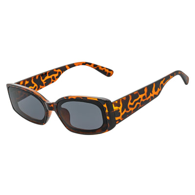 RIZZ - Small Flat Lens 90s Fashion Rectangle Tortoise Sunglasses Smoke Lens