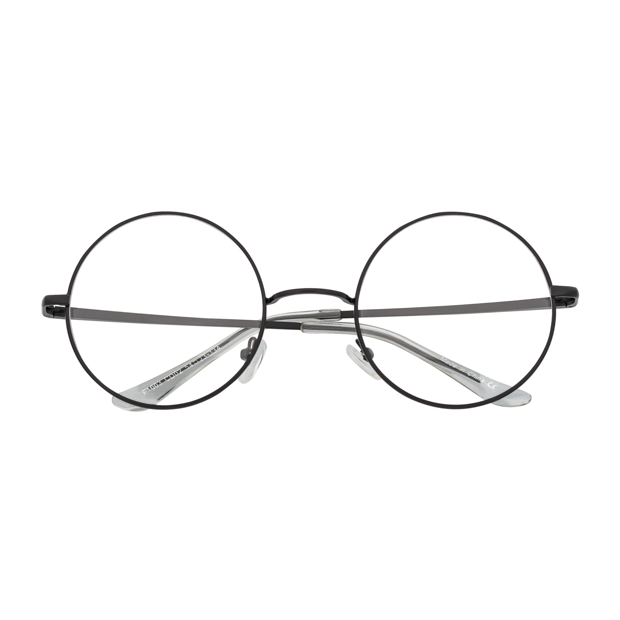SCHOLAR - Classic Small Metal Round Blue Light Glasses Black Clear Lens
