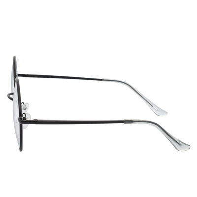 SCHOLAR - Classic Small Metal Round Blue Light Glasses Black Clear Lens