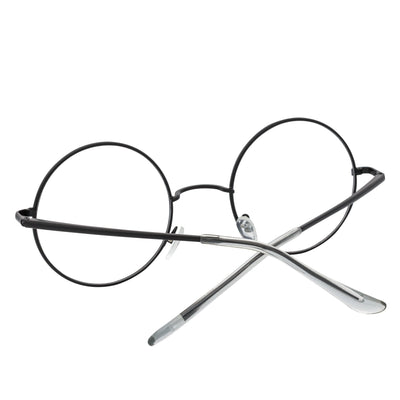 SCHOLAR - Classic Small Metal Round Blue Light Glasses Black Clear Lens