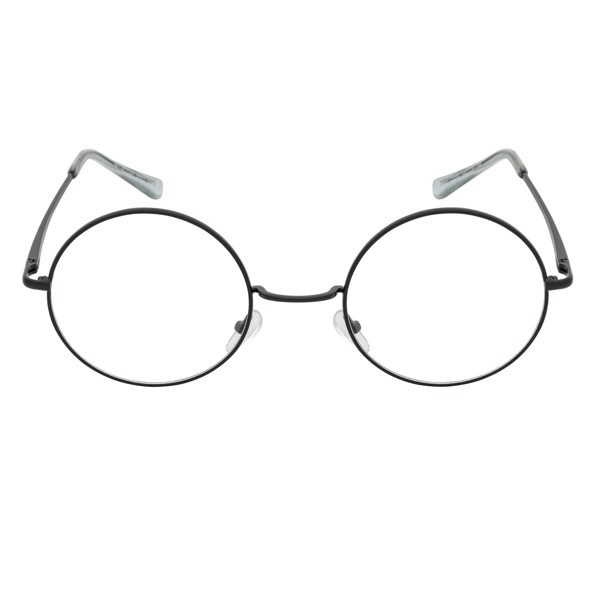 SCHOLAR - Classic Small Metal Round Blue Light Glasses Black Clear Lens
