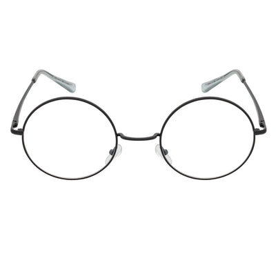 SCHOLAR - Classic Small Metal Round Blue Light Glasses Black Clear Lens