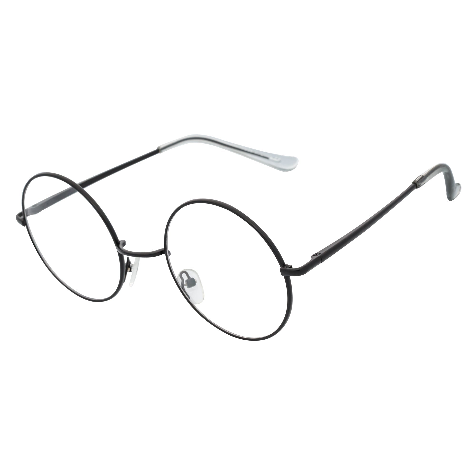 SCHOLAR - Classic Small Metal Round Blue Light Glasses Black Clear Lens