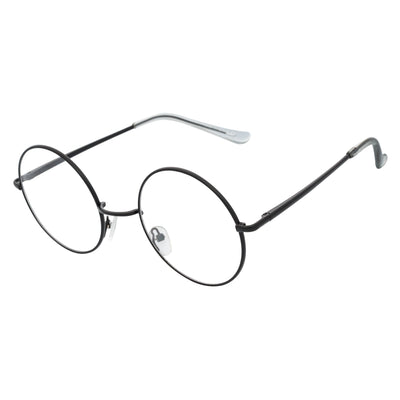 SCHOLAR - Classic Small Metal Round Blue Light Glasses Black Clear Lens