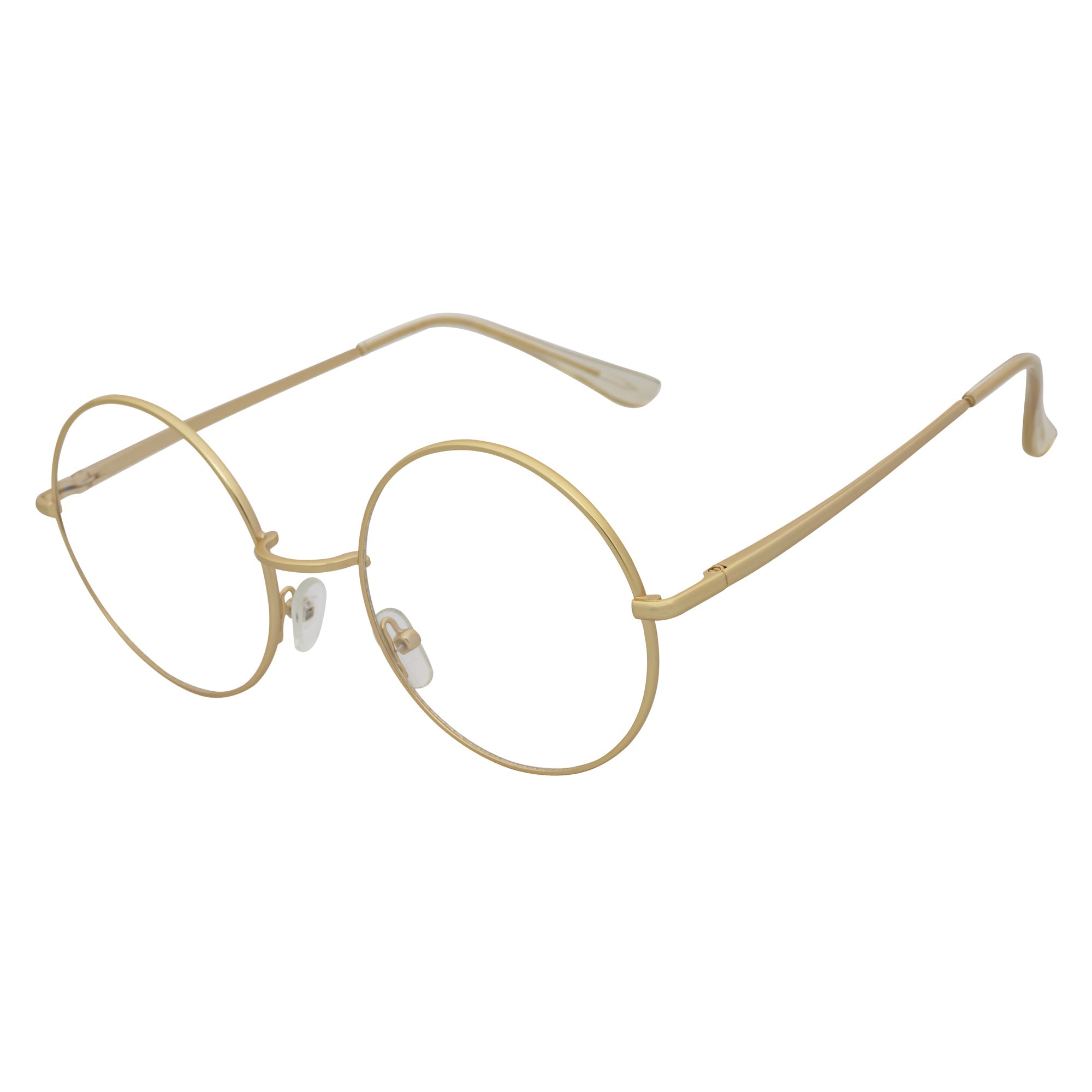 SCHOLAR - Classic Small Metal Round Blue Light Glasses Gold Clear Lens