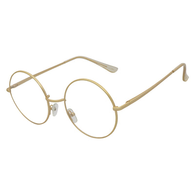 SCHOLAR - Classic Small Metal Round Blue Light Glasses Gold Clear Lens