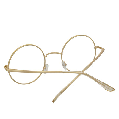 SCHOLAR - Classic Small Metal Round Blue Light Glasses Gold Clear Lens