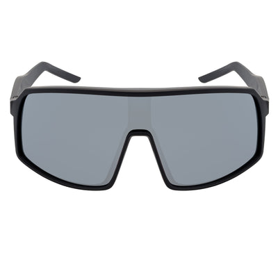 SENTRY - Large Sports Shield Sunglasses Matte Black Silver Mirror