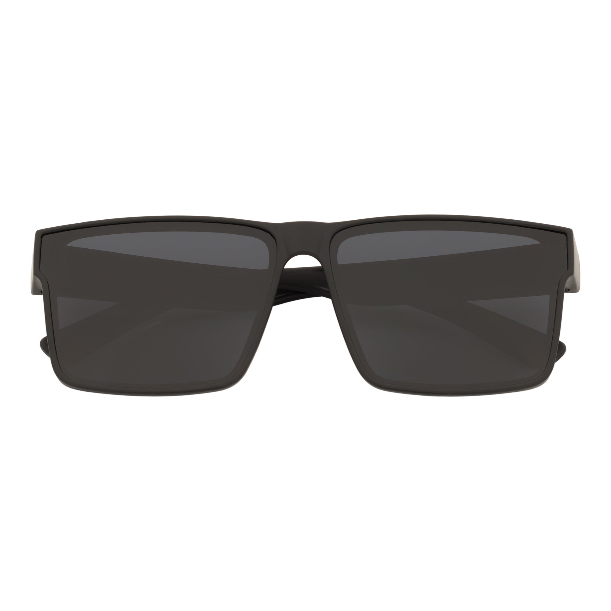 SHADOW - Large Polarized Square Fit Over Matte Black Sunglasses Dark Smoke Lens