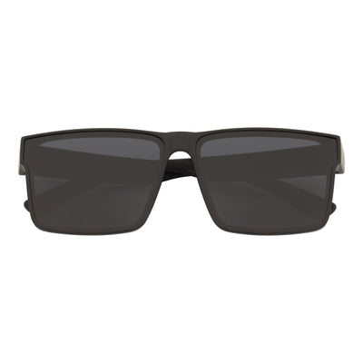 SHADOW - Large Polarized Square Fit Over Matte Black Sunglasses Dark Smoke Lens