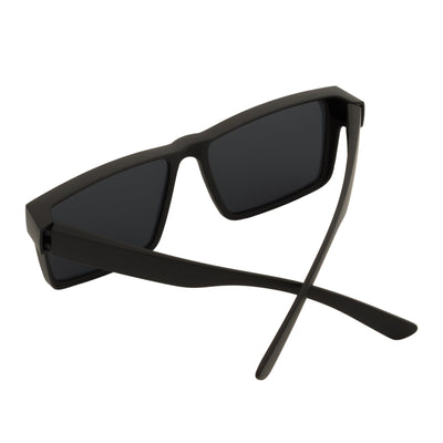 SHADOW - Large Polarized Square Fit Over Matte Black Sunglasses Dark Smoke Lens