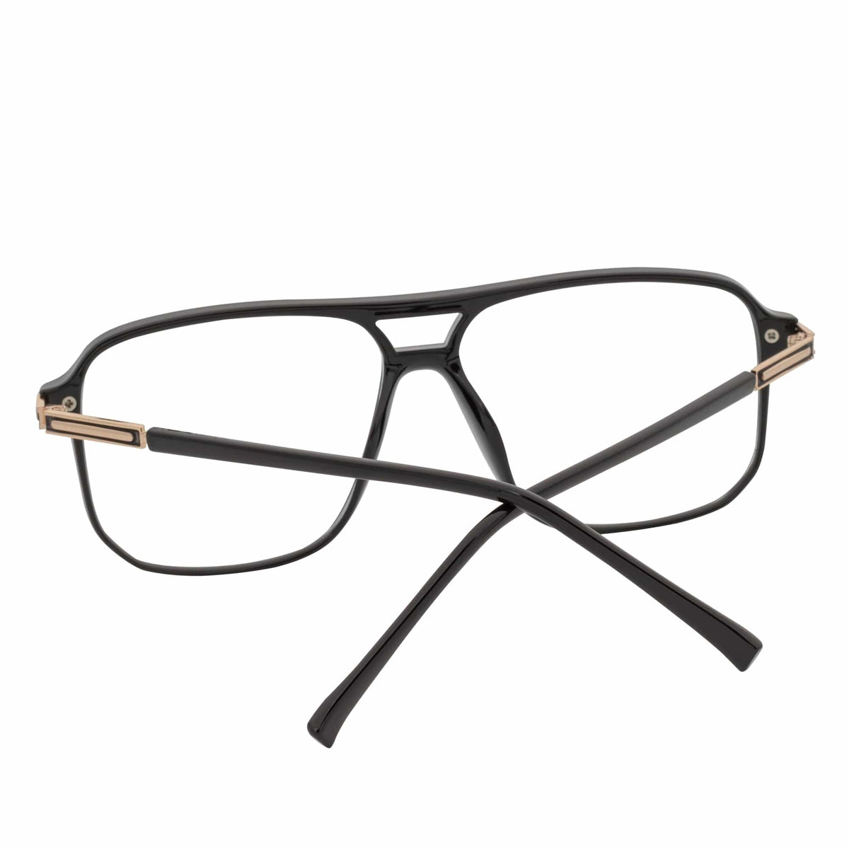 SHERMAN - Classic Square Flat Top Blue Light Glasses Gloss Black Clear Lens - MorspecsM1105-2